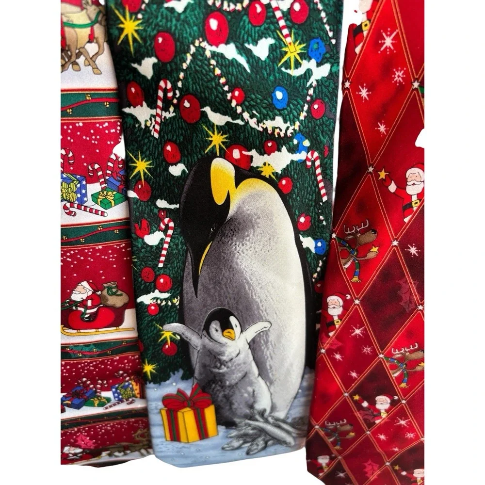 Lot of 5‎ Christmas Novelty Ties Noel Santa Claus Holiday Necktie Bundle Festive